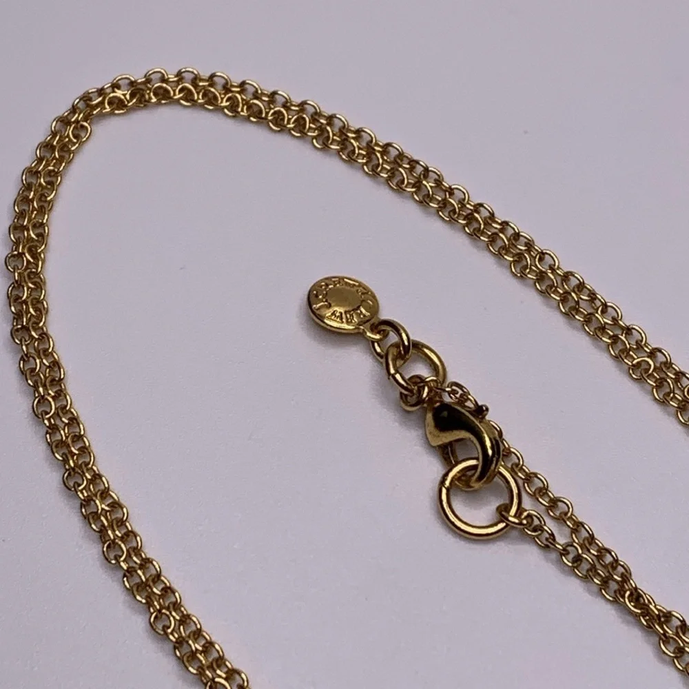 J. Crew Gold Tone Necklace‎ 32” w/ Oval Enamel & Glass Pendant 1-1/4” x 1-1/8”